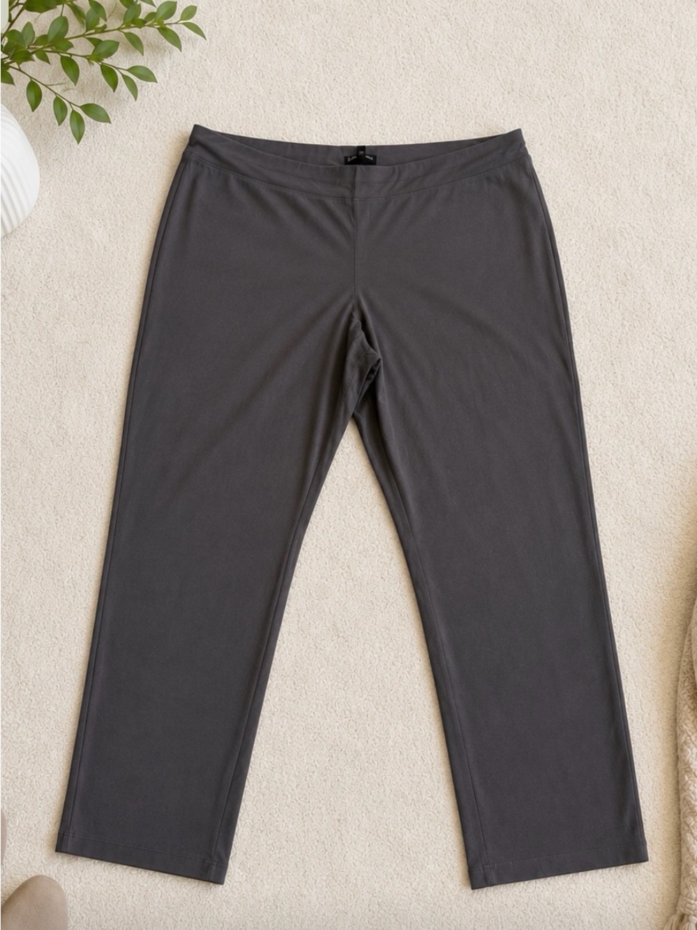 Eileen Fisher Matte Jersey Slim Ankle Pants – XL Gray-Brown Effortless Comfort